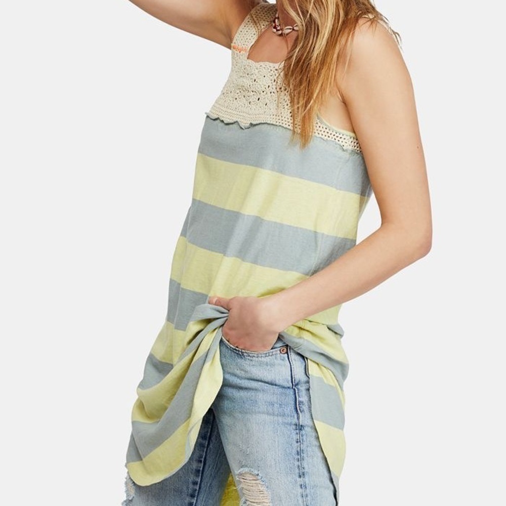 Free People We the Free NWT Luca Tank Crocheted Striped Merida Combo Size Medium